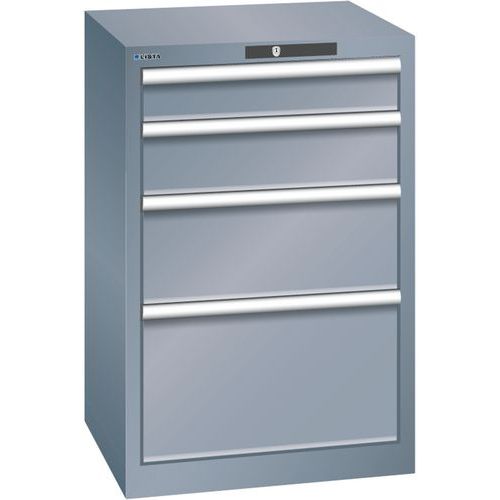 Szafki warsztatowe Lista z szufladami, od 4 do 8 szuflad, 564x572x850 mm - Szafka warsztatowa Lista, 4 szuflady, 564x572x850mm, ciemnoszara