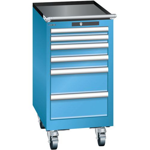 Mobilne szafki warsztatowe Lista, 6 szuflad - Mobilna szafka warsztatowa Lista, 6 szuflad, jasnoniebieska