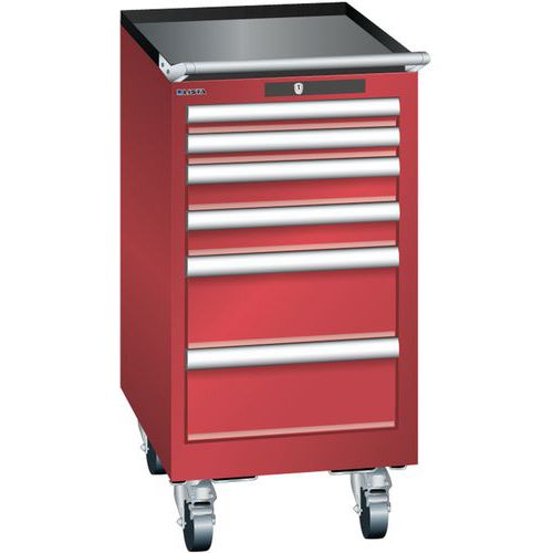 Mobilne szafki warsztatowe Lista, 6 szuflad - Mobilna szafka warsztatowa Lista, 6 szuflad, czerwona