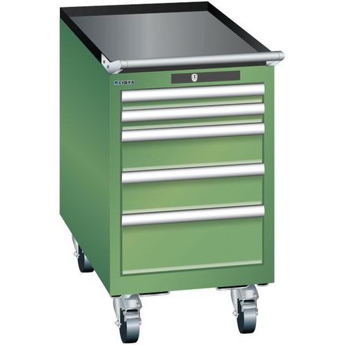 Mobilne szafki warsztatowe Lista, 4 lub 5 szuflad, 411x725x723 mm - Mobilna szafka warsztatowa Lista, 5 szuflad, 411x725x723 mm, zielona