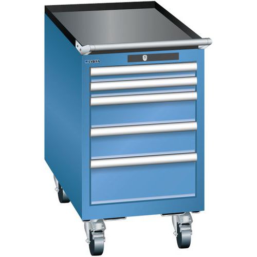 Mobilne szafki warsztatowe Lista, 4 lub 5 szuflad, 411x725x723 mm - Mobilna szafka warsztatowa Lista, 5 szuflad, 411x725x723 mm, niebieska