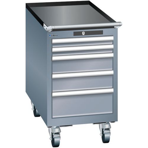 Mobilne szafki warsztatowe Lista, 4 lub 5 szuflad, 411x725x723 mm - Mobilna szafka warsztatowa Lista, 5 szuflad, 411x725x723 mm, ciemnoszary