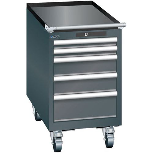 Mobilne szafki warsztatowe Lista, 4 lub 5 szuflad, 411x725x723 mm - Mobilna szafka warsztatowa Lista, 5 szuflad, 411x725x723 mm, czarna