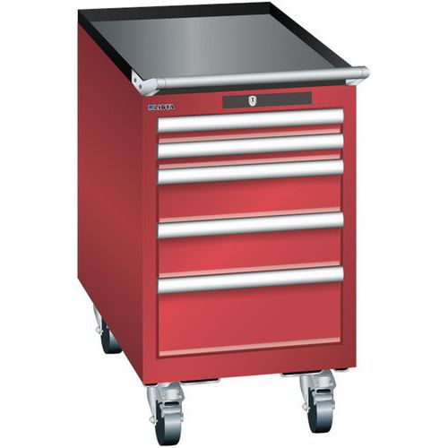 Mobilne szafki warsztatowe Lista, 4 lub 5 szuflad, 411x725x723 mm - Mobilna szafka warsztatowa Lista, 5 szuflad, 411x725x723 mm, czerwona