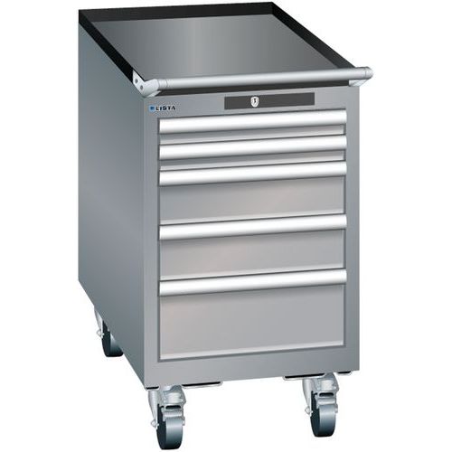 Mobilne szafki warsztatowe Lista, 4 lub 5 szuflad, 411x725x723 mm - Mobilna szafka warsztatowa Lista, 5 szuflad, 411x725x723 mm, szaro-srebrny