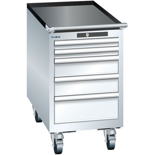 Mobilne szafki warsztatowe Lista, 4 lub 5 szuflad, 411x725x723 mm - Mobilna szafka warsztatowa Lista, 5 szuflad, 411x725x723 mm, biała