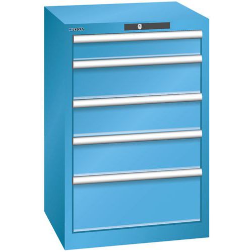Szafki warsztatowe Lista z szufladami, od 4 do 8 szuflad, 564x572x850 mm - Szafka warsztatowa Lista, 5 szuflad, 564x572x850mm, jasnoniebieska