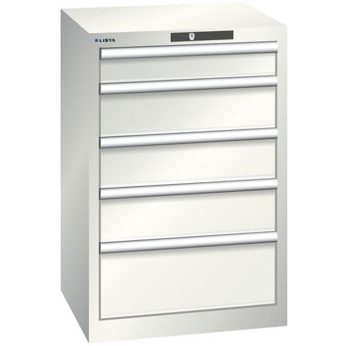 Szafki warsztatowe Lista z szufladami, od 4 do 8 szuflad, 564x572x850 mm - Szafka warsztatowa Lista, 5 szuflad, 564x572x850mm, jasnoszara