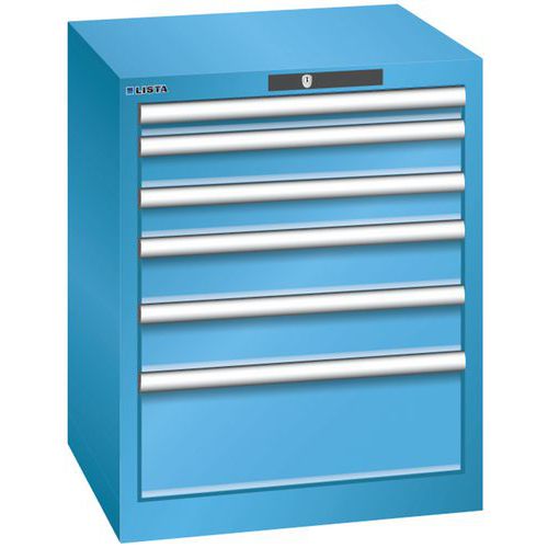 Szafki warsztatowe Lista, 6 szuflad, 564x572x700mm - Szafka warsztatowa Lista, 6 szuflad, 564x572x700mm, jasnoniebieska
