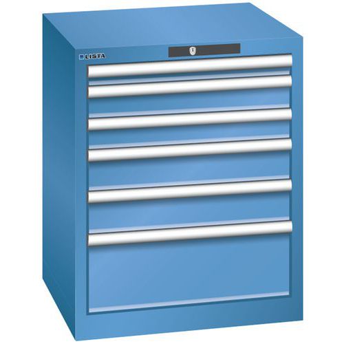Szafki warsztatowe Lista, 6 szuflad, 564x572x700mm - Szafka warsztatowa Lista, 6 szuflad, 564x572x700mm, niebieska