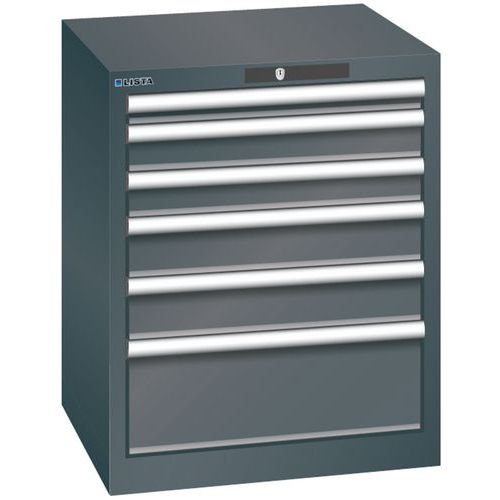 Szafki warsztatowe Lista, 6 szuflad, 564x572x700mm - Szafka warsztatowa Lista, 6 szuflad, 564x572x700mm, czarna