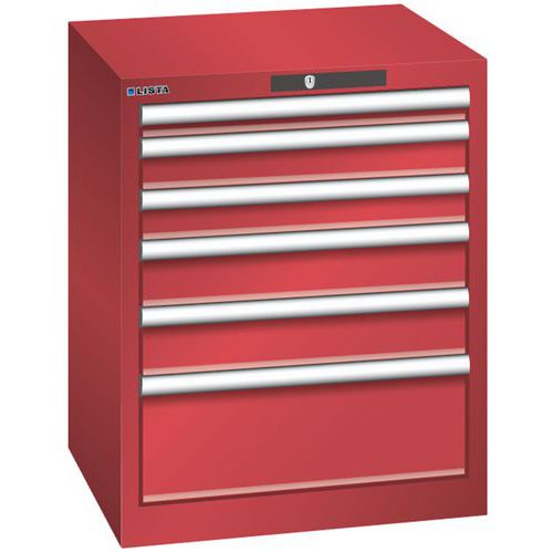 Szafki warsztatowe Lista, 6 szuflad, 564x572x700mm - Szafka warsztatowa Lista, 6 szuflad, 564x572x700mm, czerwona