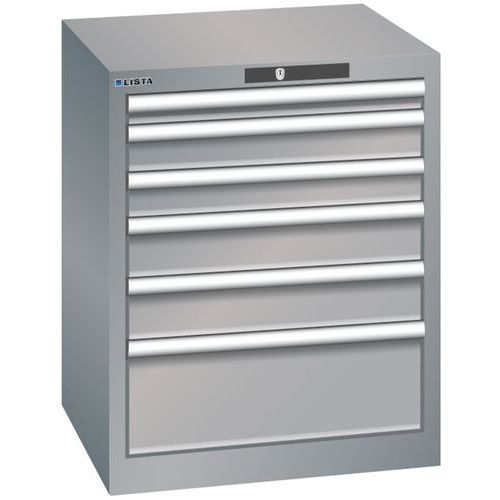 Szafki warsztatowe Lista, 6 szuflad, 564x572x700mm - Szafka warsztatowa Lista, 6 szuflad, 564x572x700mm, szaro-srebrna