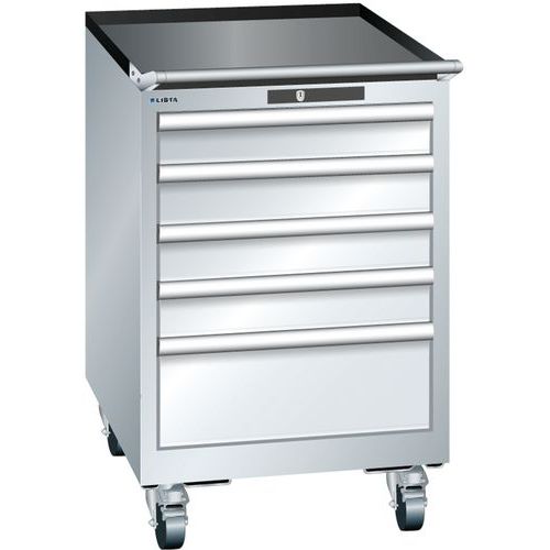 Mobilne szafki warsztatowe z szufladami Lista, 5 lub 6 szuflad - Mobilna szafka warsztatowa Lista, 5 szuflad: 4x100mm + 1x200mm, szara
