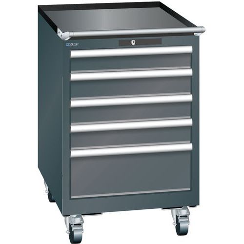 Mobilne szafki warsztatowe z szufladami Lista, 5 lub 6 szuflad - Mobilna szafka warsztatowa Lista, 5 szuflad: 4x100mm + 1x200mm, czarna
