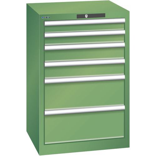 Szafki warsztatowe Lista z szufladami, od 4 do 8 szuflad, 564x572x850 mm - Szafka warsztatowa Lista, 6 szuflad, 564x572x850mm, zielona