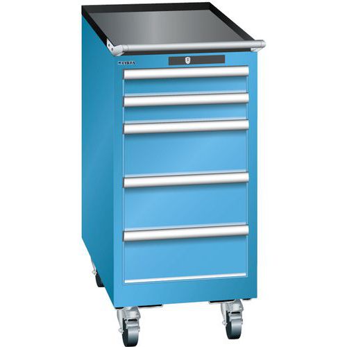 Mobilne szafki warsztatowe Lista, 5 szuflad, 411x725x890mm - Mobilna szafka warsztatowa Lista, 5 szuflad, 411x725x890mm, jasnoniebieska