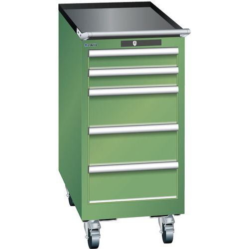 Mobilne szafki warsztatowe Lista, 5 szuflad, 411x725x890mm - Mobilna szafka warsztatowa Lista, 5 szuflad, 411x725x890mm, zielona
