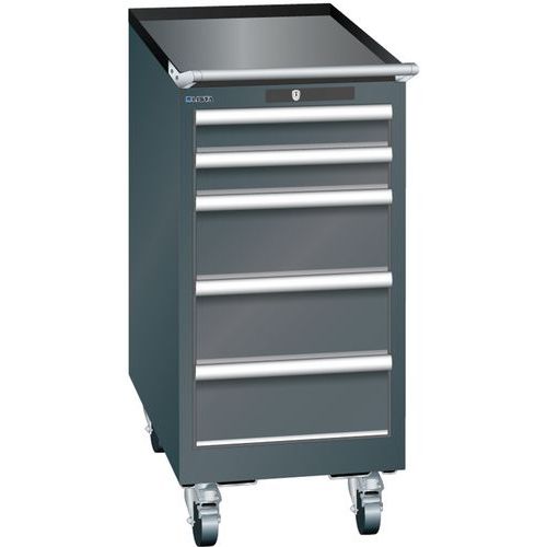 Mobilne szafki warsztatowe Lista, 5 szuflad, 411x725x890mm - Mobilna szafka warsztatowa Lista, 5 szuflad, 411x725x890mm, czarna