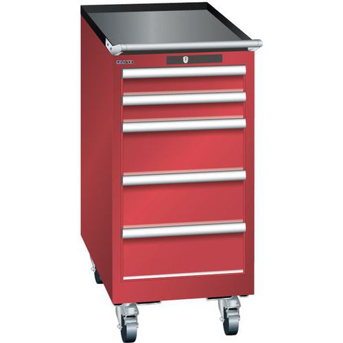 Mobilne szafki warsztatowe Lista, 5 szuflad, 411x725x890mm - Mobilna szafka warsztatowa Lista, 5 szuflad, 411x725x890mm, czerwona