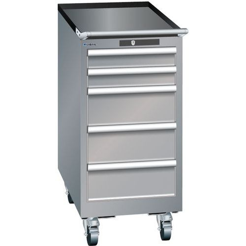 Mobilne szafki warsztatowe Lista, 5 szuflad, 411x725x890mm - Mobilna szafka warsztatowa Lista, 5 szuflad, 411x725x890mm, szaro-srebrny