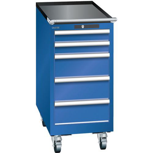 Mobilne szafki warsztatowe Lista, 5 szuflad, 411x725x890mm - Mobilna szafka warsztatowa Lista, 5 szuflad, 411x725x890mm, kolor fluorescencyjny niebies