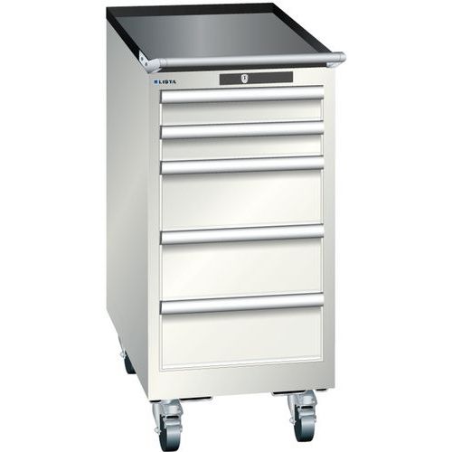 Mobilne szafki warsztatowe Lista, 5 szuflad, 411x725x890mm - Mobilna szafka warsztatowa Lista, 5 szuflad, 411x725x890mm, jasnoszary