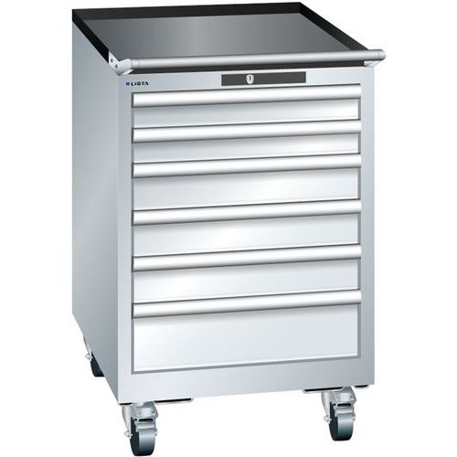 Mobilne szafki warsztatowe z szufladami Lista, 5 lub 6 szuflad - Mobilna szafka warsztatowa Lista, 6 szuflad: 2x75mm + 3x100mm + 1x150mm, szara
