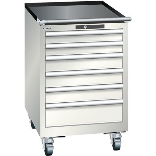 Mobilne szafki warsztatowe z szufladami Lista, 5 lub 6 szuflad - Mobilna szafka warsztatowa Lista, 6 szuflad: 2x75mm + 3x100mm + 1x150mm, jasnoszary