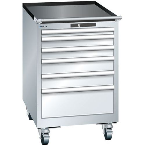 Mobilne szafki warsztatowe z szufladami Lista, 5 lub 6 szuflad - Mobilna szafka warsztatowa Lista, 6 szuflad: 2x75mm + 3x100mm + 1x150mm, szara