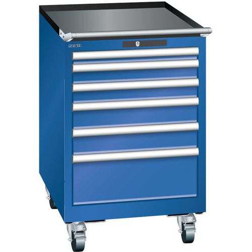 Mobilne szafki warsztatowe z szufladami Lista, 5 lub 6 szuflad - Mobilna szafka warsztatowa Lista, 6 szuflad: 2x75mm + 3x100mm + 1x150mm, kolor fluore