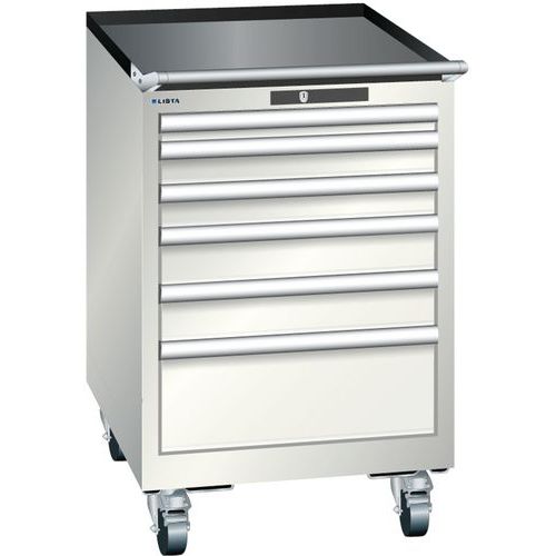 Mobilne szafki warsztatowe z szufladami Lista, 5 lub 6 szuflad - Mobilna szafka warsztatowa Lista, 6 szuflad: 2x75mm + 3x100mm + 1x150mm, jasnoszary
