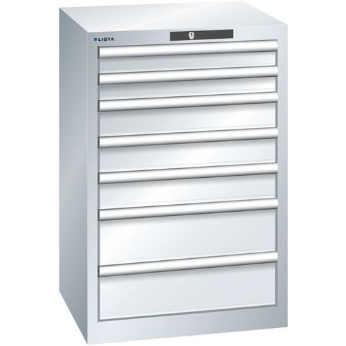 Szafki warsztatowe Lista z szufladami, od 4 do 8 szuflad, 564x572x850 mm - Szafka warsztatowa Lista, 7 szuflad, 564x572x850mm, szara