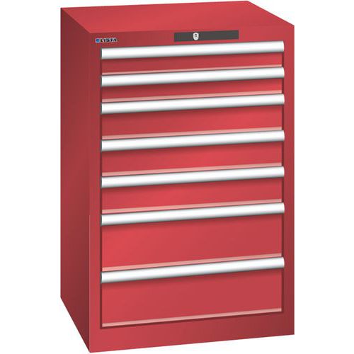 Szafki warsztatowe Lista z szufladami, od 4 do 8 szuflad, 564x572x850 mm - Szafka warsztatowa Lista, 7 szuflad, 564x572x850mm, czerwona