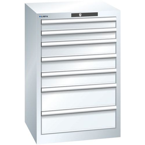 Szafki warsztatowe Lista z szufladami, od 4 do 8 szuflad, 564x572x850 mm - Szafka warsztatowa Lista, 7 szuflad, 564x572x850mm, biała