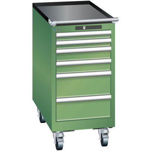 Mobilne szafki warsztatowe Lista, 6 szuflad, 411x725x840mm - Mobilna szafka warsztatowa Lista, 6 szuflad, 411x725x840mm, zielona