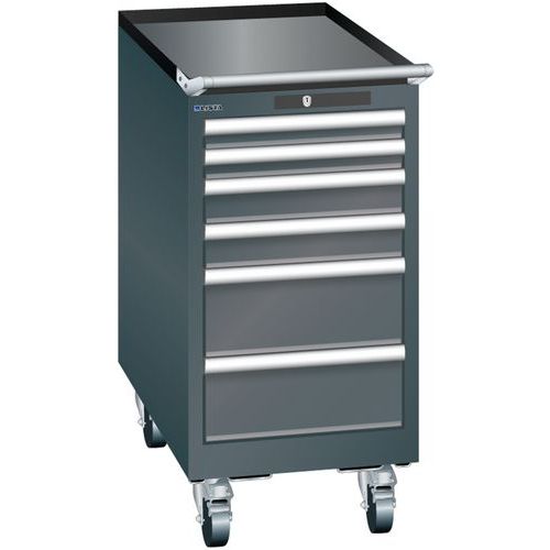 Mobilne szafki warsztatowe Lista, 6 szuflad, 411x725x840mm - Mobilna szafka warsztatowa Lista, 6 szuflad, 411x725x840mm, czarna