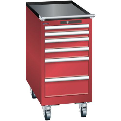 Mobilne szafki warsztatowe Lista, 6 szuflad, 411x725x840mm - Mobilna szafka warsztatowa Lista, 6 szuflad, 411x725x840mm, czerwona