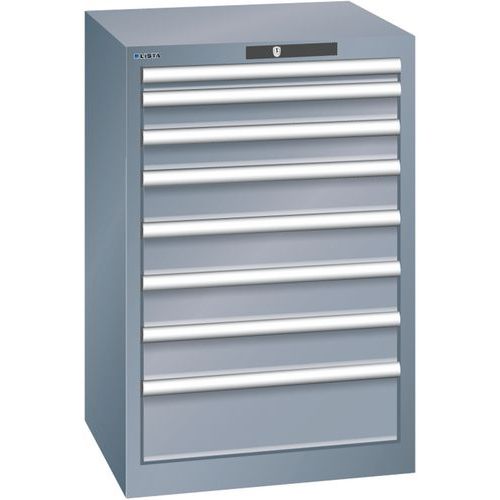 Szafki warsztatowe Lista z szufladami, od 4 do 8 szuflad, 564x572x850 mm - Szafka warsztatowa Lista, 8 szuflad, 564x572x850mm, ciemnoszara