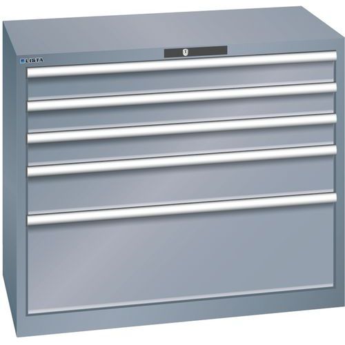 Szafki warsztatowe Lista z szufladami, nośność 75 kg, 5 szuflad - Szafka warsztatowa Lista z szufladami, nośność 75 kg, 5 szuflad, ciemnoszara