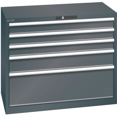 Szafki warsztatowe Lista z szufladami, nośność 75 kg, 5 szuflad - Szafka warsztatowa Lista z szufladami, nośność 75 kg, 5 szuflad, czarna