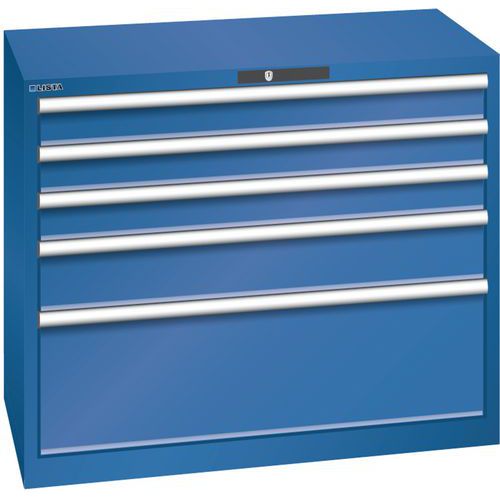 Szafki warsztatowe Lista z szufladami, nośność 75 kg, 5 szuflad - Szafka warsztatowa Lista z szufladami, nośność 75 kg, 5 szuflad, ciemnoniebieska