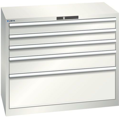 Szafki warsztatowe Lista z szufladami, nośność 75 kg, 5 szuflad - Szafka warsztatowa Lista z szufladami, nośność 75 kg, 5 szuflad, jasnoszary