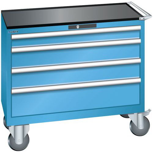 Szafki warsztatowe z szufladami Lista, 4, 5 i 6 szuflad, 1023x572x962 mm - Szafka warsztatowa Lista, 1023x572x962 mm, 4 szuflady, jasnoniebieska