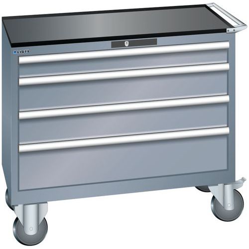 Szafki warsztatowe z szufladami Lista, 4, 5 i 6 szuflad, 1023x572x962 mm - Szafka warsztatowa Lista, 1023x572x962 mm, 4 szuflady, ciemnoszara