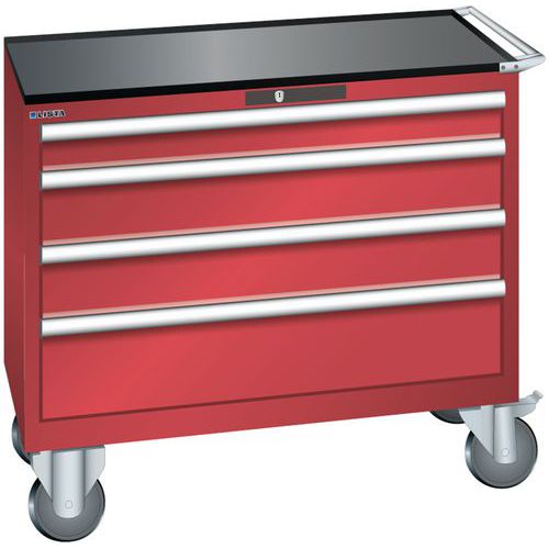 Szafki warsztatowe z szufladami Lista, 4, 5 i 6 szuflad, 1023x572x962 mm - Szafka warsztatowa Lista, 1023x572x962 mm, 4 szuflady, czerwona