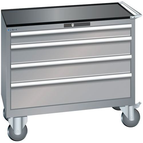 Szafki warsztatowe z szufladami Lista, 4, 5 i 6 szuflad, 1023x572x962 mm - Szafka warsztatowa Lista, 1023x572x962 mm, 4 szuflady, szaro-srebrny