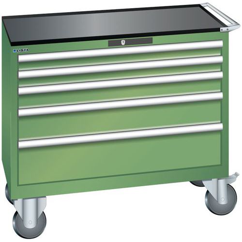 Szafki warsztatowe z szufladami Lista, 4, 5 i 6 szuflad, 1023x572x962 mm - Szafka warsztatowa Lista, 1023x572x962 mm, 5 szuflad, zielona