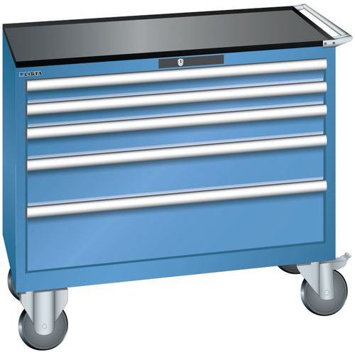 Szafki warsztatowe z szufladami Lista, 4, 5 i 6 szuflad, 1023x572x962 mm - Szafka warsztatowa Lista, 1023x572x962 mm, 5 szuflad, niebieska