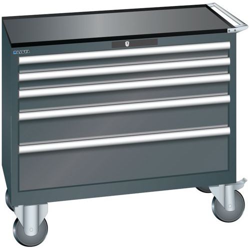 Szafki warsztatowe z szufladami Lista, 4, 5 i 6 szuflad, 1023x572x962 mm - Szafka warsztatowa Lista, 1023x572x962 mm, 5 szuflad, czarna